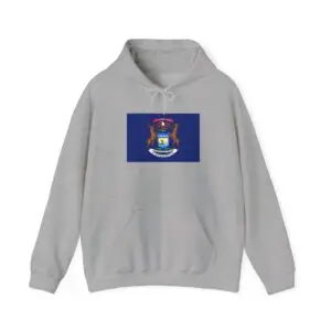 State Flag Graphic Hoodie, Cozy Casual Sweatshirt, Unisex Gift, Fall Fashion, Vintage Look - Michigan