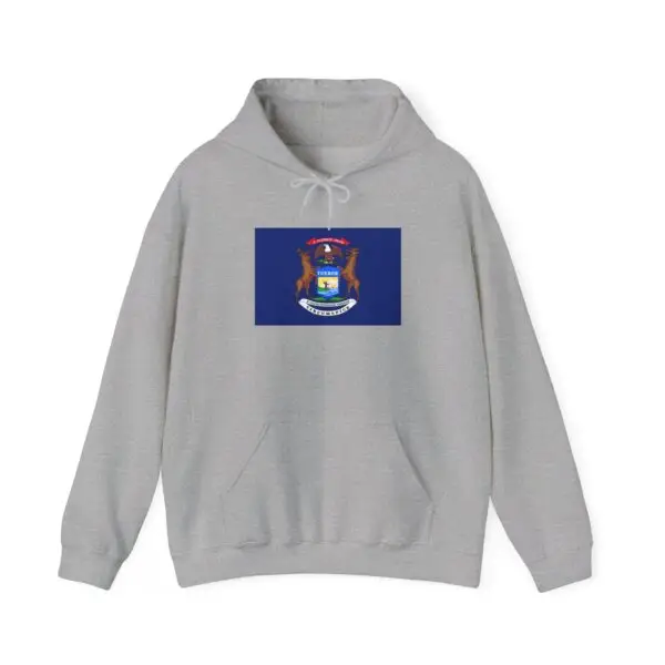 State Flag Graphic Hoodie, Cozy Casual Sweatshirt, Unisex Gift, Fall Fashion, Vintage Look - Michigan