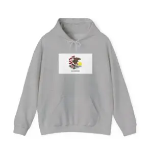 State Flag Graphic Hoodie, Cozy Casual Sweatshirt, Unisex Gift, Fall Fashion, Vintage Look - Illinois