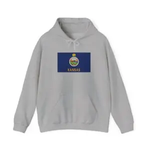 State Flag Graphic Hoodie, Cozy Casual Sweatshirt, Unisex Gift, Fall Fashion, Vintage Look - Kansas