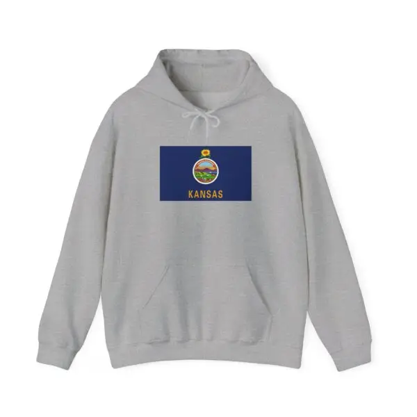 State Flag Graphic Hoodie, Cozy Casual Sweatshirt, Unisex Gift, Fall Fashion, Vintage Look - Kansas