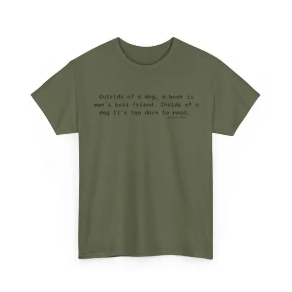 Literary Dog Lover Tee - 'Outside of a Dog, a Book is Man's Best Friend' Unisex Heavy Cotton Tee - Image 5