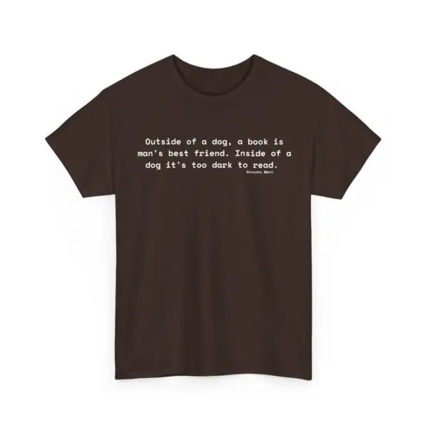 Literary Dog Lover Tee - 'Outside of a Dog, a Book is Man's Best Friend' Unisex Heavy Cotton Tee - Image 4