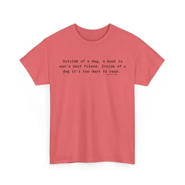 Literary Dog Lover Tee - 'Outside of a Dog, a Book is Man's Best Friend' Unisex Heavy Cotton Tee - Image 3