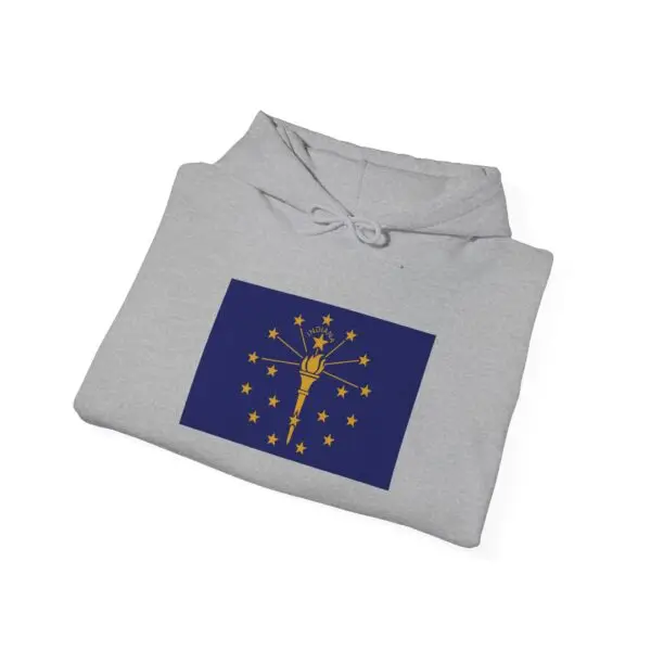 State Flag Graphic Hoodie, Cozy Casual Sweatshirt, Unisex Gift, Fall Fashion, Vintage Look - Indiana - Image 4