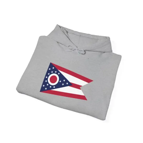 State Flag Graphic Hoodie, Cozy Casual Sweatshirt, Unisex Gift, Fall Fashion, Vintage Look - Ohio - Image 4