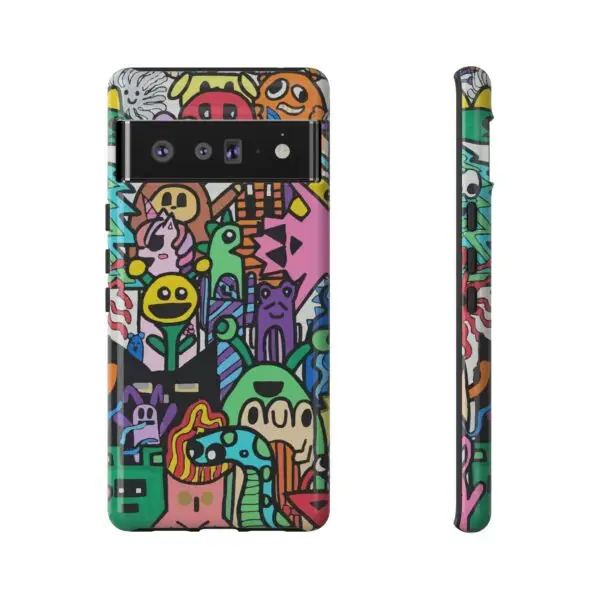 Colorful Phone Case with Fun Characters, Cute Phone Cover | Drawn by Margot - Image 153