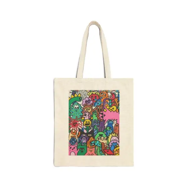 Colorful Cartoon Art Cotton Canvas Tote Bag - Drawn by Margot and Printed on a canvas tote bag - Image 2