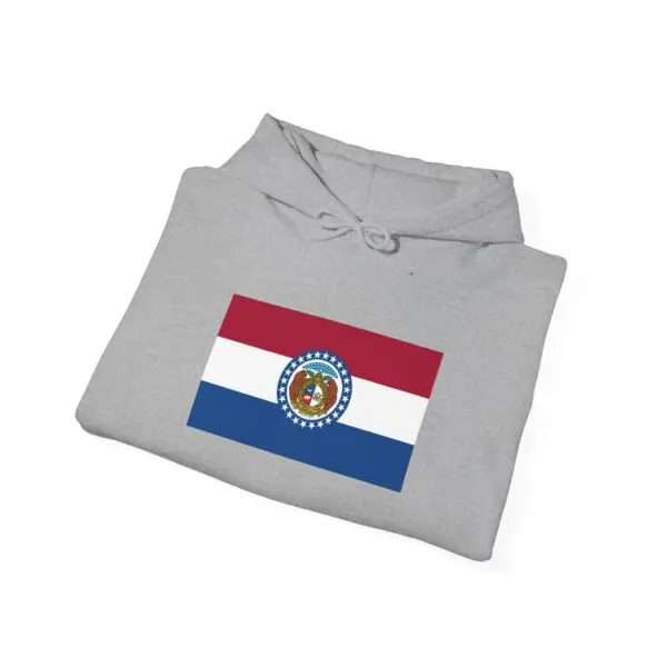 State Flag Graphic Hoodie, Cozy Casual Sweatshirt, Unisex Gift, Fall Fashion, Vintage Look - Missouri - Image 4