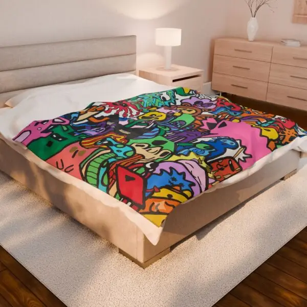 Whimsical Plush Blanket, Cozy Throw for All Ages, Unique Gifts for Kids, Fun Home Decor, Vibrant Cartoon Art, Cozy Couch Accessory - Image 4