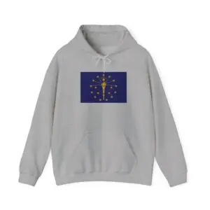 State Flag Graphic Hoodie, Cozy Casual Sweatshirt, Unisex Gift, Fall Fashion, Vintage Look - Indiana