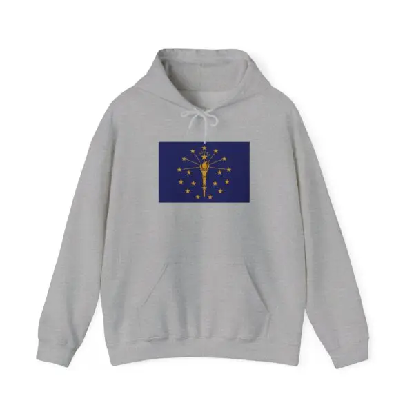State Flag Graphic Hoodie, Cozy Casual Sweatshirt, Unisex Gift, Fall Fashion, Vintage Look - Indiana