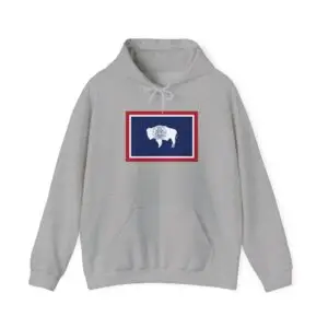 State Flag Graphic Hoodie, Cozy Casual Sweatshirt, Unisex Gift, Fall Fashion, Vintage Look - Wyoming