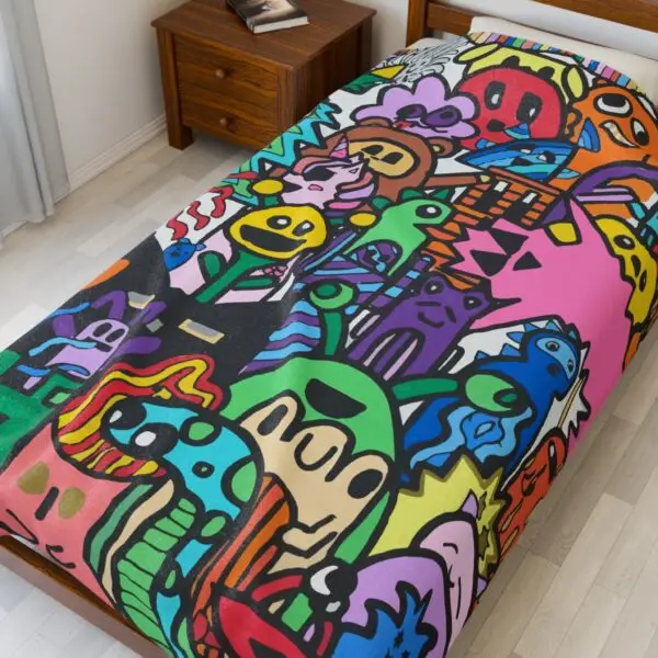 Whimsical Plush Blanket, Cozy Throw for All Ages, Unique Gifts for Kids, Fun Home Decor, Vibrant Cartoon Art, Cozy Couch Accessory - Image 3