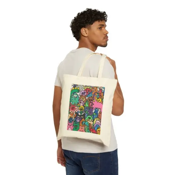 Colorful Cartoon Art Cotton Canvas Tote Bag - Drawn by Margot and Printed on a canvas tote bag - Image 3