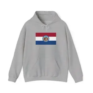 State Flag Graphic Hoodie, Cozy Casual Sweatshirt, Unisex Gift, Fall Fashion, Vintage Look - Missouri