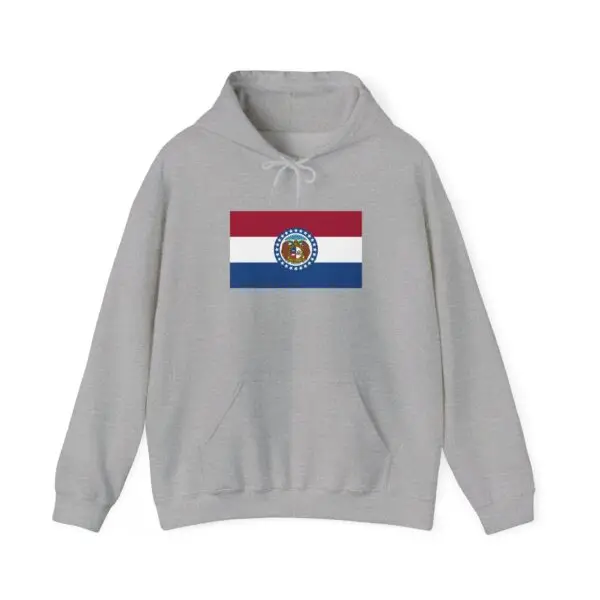 State Flag Graphic Hoodie, Cozy Casual Sweatshirt, Unisex Gift, Fall Fashion, Vintage Look - Missouri