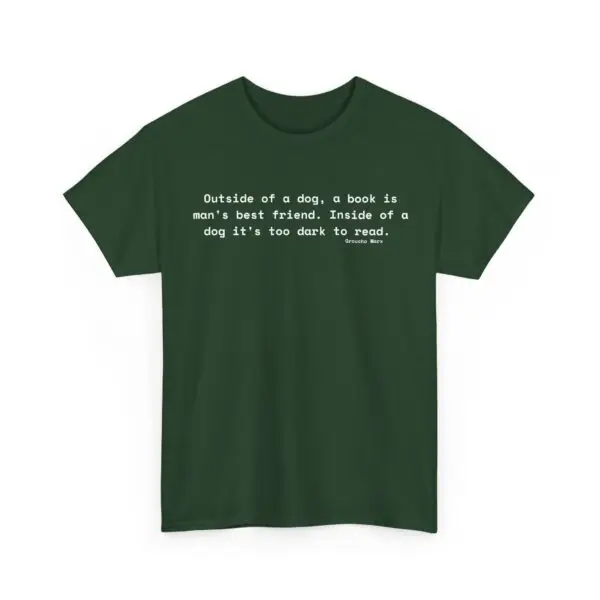 Literary Dog Lover Tee - 'Outside of a Dog, a Book is Man's Best Friend' Unisex Heavy Cotton Tee - Image 6