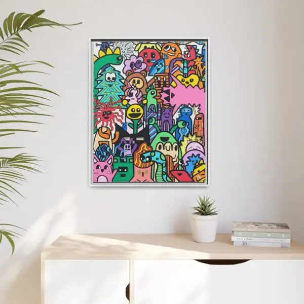 Colorful Framed Canvas Art - Whimsical Character Illustration Drawn by Margot and Printed on Canvas - Image 23