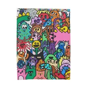 Whimsical Plush Blanket, Cozy Throw for All Ages, Unique Gifts for Kids, Fun Home Decor, Vibrant Cartoon Art, Cozy Couch Accessory