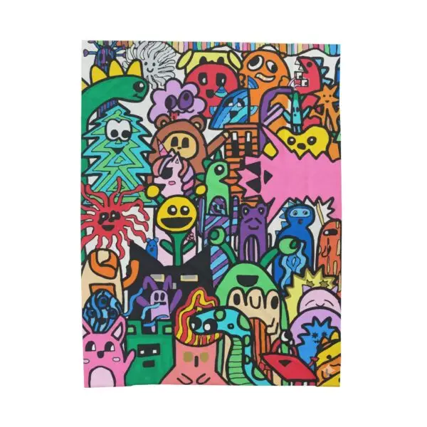Whimsical Plush Blanket, Cozy Throw for All Ages, Unique Gifts for Kids, Fun Home Decor, Vibrant Cartoon Art, Cozy Couch Accessory