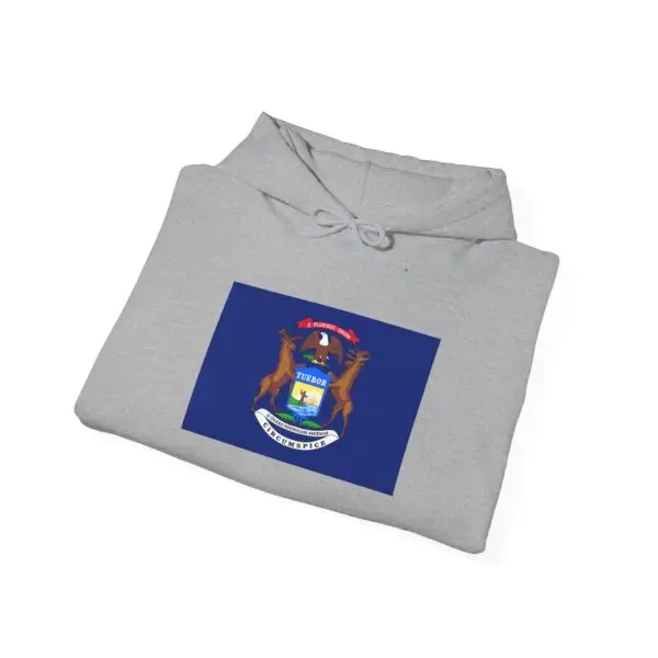 State Flag Graphic Hoodie, Cozy Casual Sweatshirt, Unisex Gift, Fall Fashion, Vintage Look - Michigan - Image 4