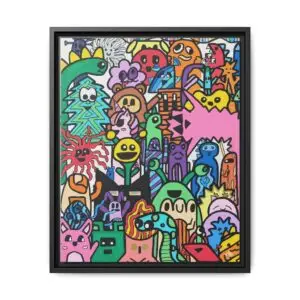 Colorful Framed Canvas Art - Whimsical Character Illustration Drawn by Margot and Printed on Canvas