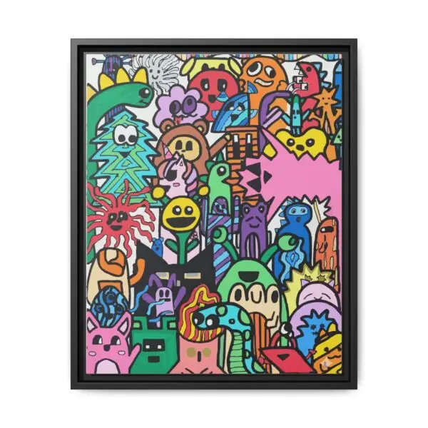 Colorful Framed Canvas Art - Whimsical Character Illustration Drawn by Margot and Printed on Canvas