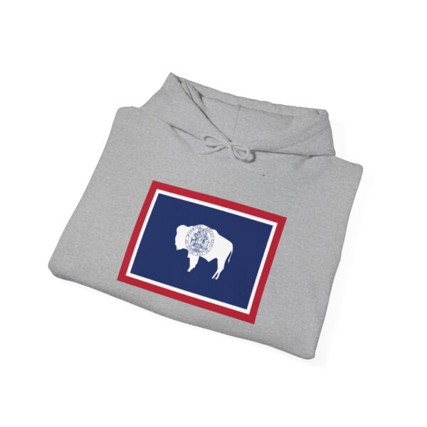 State Flag Graphic Hoodie, Cozy Casual Sweatshirt, Unisex Gift, Fall Fashion, Vintage Look - Wyoming - Image 4