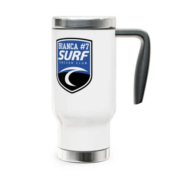 Stainless Steel Travel Mug, 14oz,  Surf2025  - Bianca - Image 4