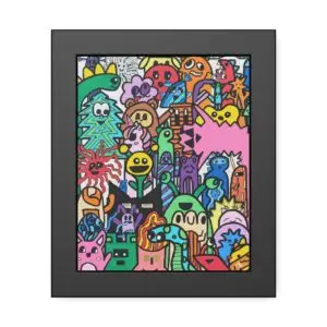 Vibrant Framed Paper Posters, Colorful Wall Art, Fun Home Decor, Playful Artwork for Kids' Rooms, Unique Gift Idea