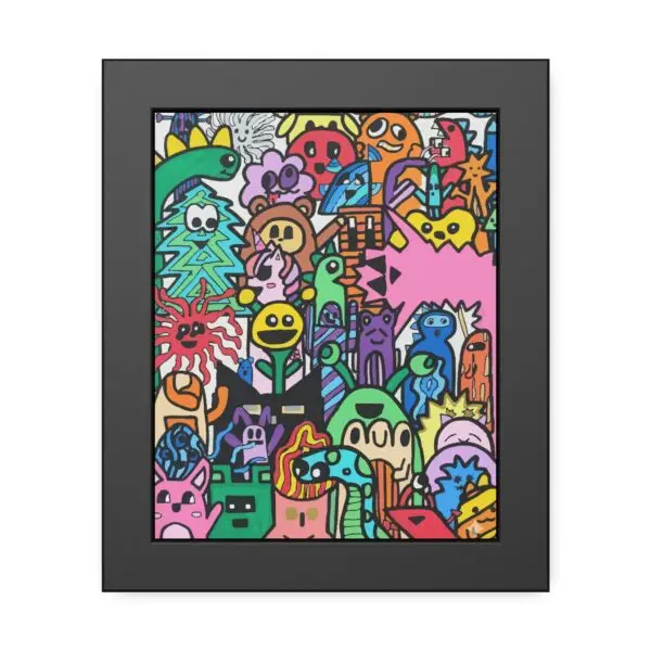 Vibrant Framed Paper Posters, Colorful Wall Art, Fun Home Decor, Playful Artwork for Kids' Rooms, Unique Gift Idea