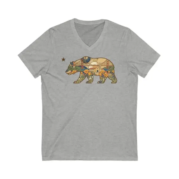 California Bear Art Deco V-Neck Tee - Image 4