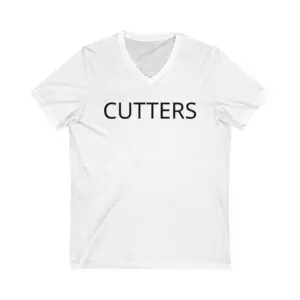 CUTTERS V-Neck Tee - Bold Text, Casual Style