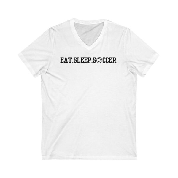 Eat Sleep Soccer V-Neck Tee - Black & White - Image 2