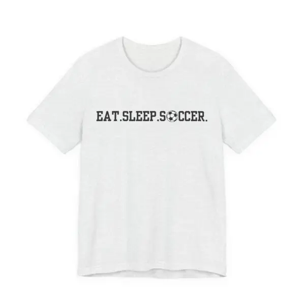 Eat Sleep Soccer Tee - Blocky Font, Soccer Ball O - Image 4