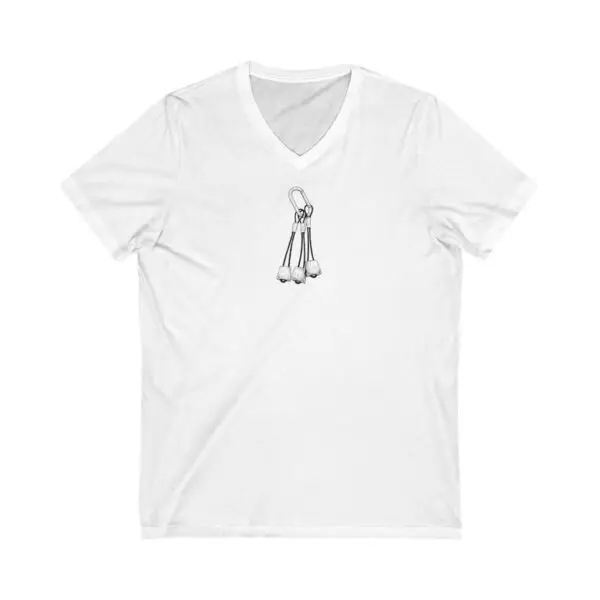 Climbing Nuts Art - Black & White V-Neck Tee - Image 2