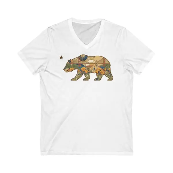 California Bear Art Deco V-Neck Tee - Image 2