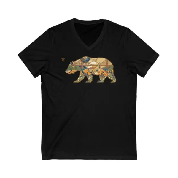 California Bear Art Deco V-Neck Tee - Image 3