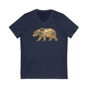 California Bear Art Deco V-Neck Tee