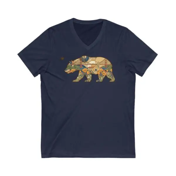 California Bear Art Deco V-Neck Tee