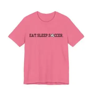 Eat Sleep Soccer Tee - Blocky Font, Soccer Ball O