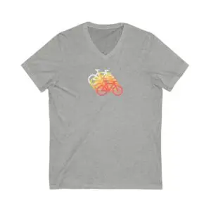 Gradient Bikes V-Neck Tee - Minimalist Design
