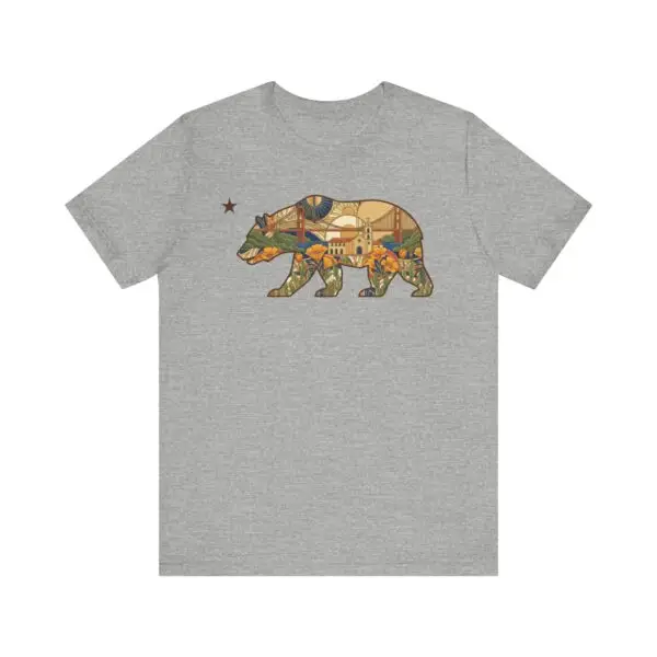 California Bear Art Deco Tee - Golden State Pride - Image 5