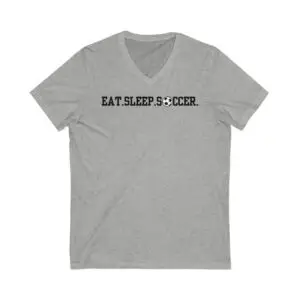 Eat Sleep Soccer V-Neck Tee - Black & White
