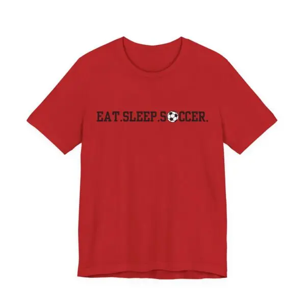 Eat Sleep Soccer Tee - Blocky Font, Soccer Ball O - Image 3