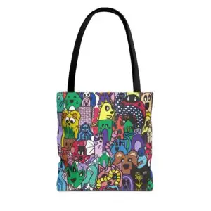 Colorful Doodle Monsters  All-Over Print Tote Bag - Drawn By Margot