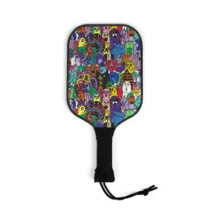 Pickleball Paddle Set — Colorful Cartoon Monster Design Kit - Drawn By Margot