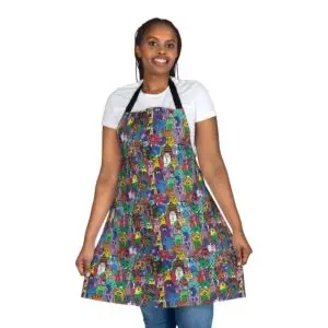 Colorful Monster Pattern Apron — Fun Apron with Monsters Drawn By Margot