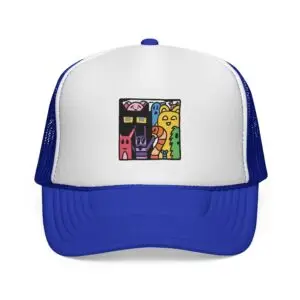 Colorful Cartoon Monsters Trucker Cap — Fun Patch Baseball Hat - Drawn By Margot
